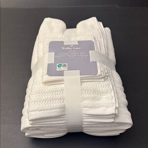 6pc TRULY LOU 100% Cotton Bath Towel Set - White/White